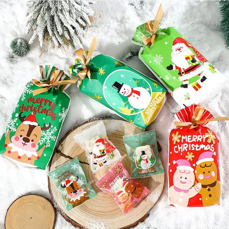 AQ Merry Christmas Theme House Party Homemade Cookies Baked Goods Packaging Bag Hamdmade Candy dessert Snowflake Crispy DIY Bags