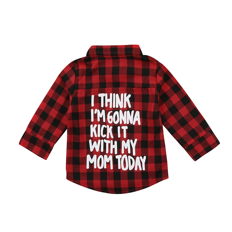 

Baby Boys Girls Jackets Long Sleeve Back Letter Print Flannel Shirts Coats Toddler Button Down Shacket