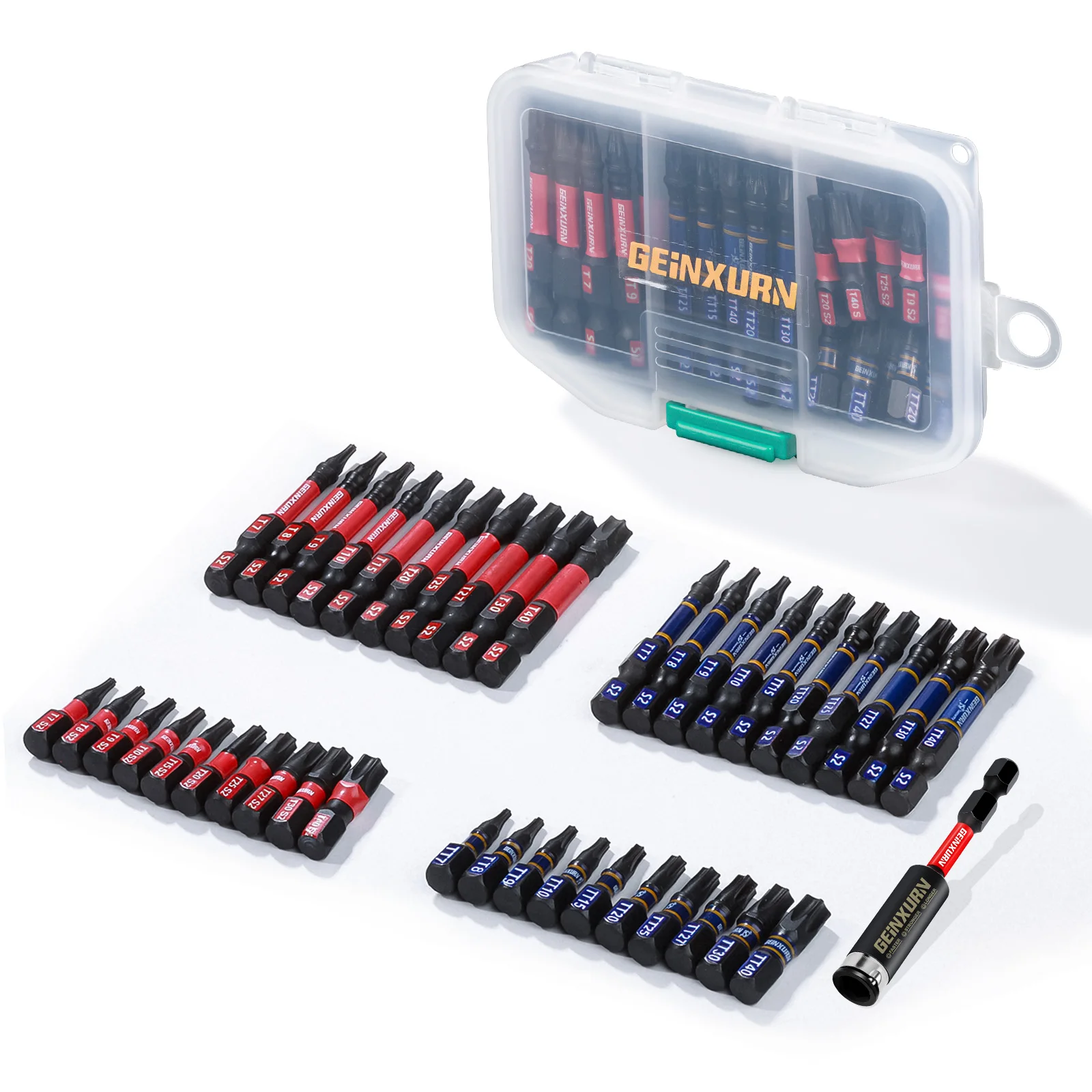 Geinxurn Impact Screwdriver Bits Set, Magnetic S2 Steel Multi Security Star Insert Power Bits Tips with Storage Box(PH/TORX)