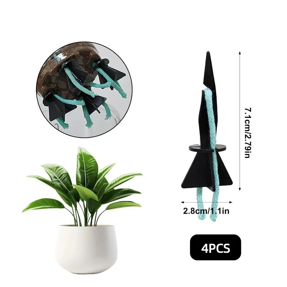 4pcs with Cotton Ropes Plant Water Absorber Self-Absorbing Water Storage Self-Watering Spikes Root Rot Prevention DIY Assembly