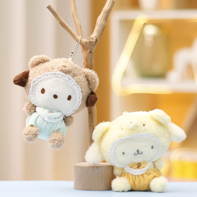 Nowy Sanrio Pompom Purin Cinnamoroll pluszowa lalka brelok dziewczyny torba brelok śliczny wisiorek akcesoria prezenty wystrój plecaka dla dzieci