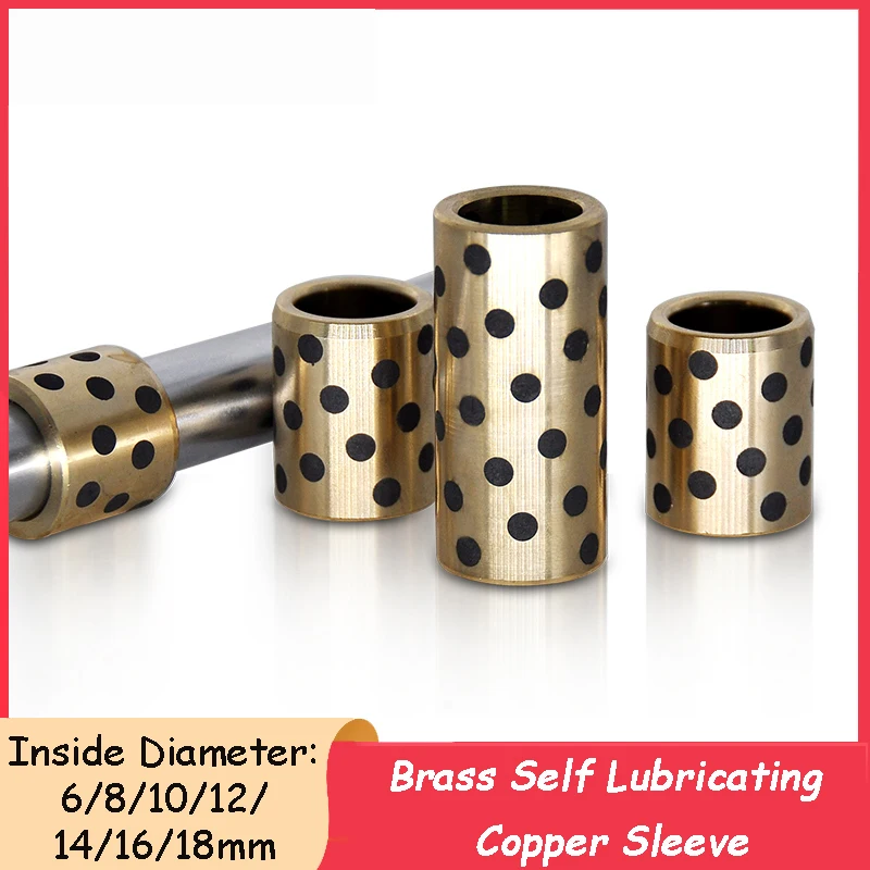 1pcs Brass Self Lubricating Copper Sleeve Oil Free Bushing Brass Bushing Bearing Inside Diameter 6/8/10/12/14/16/18mm