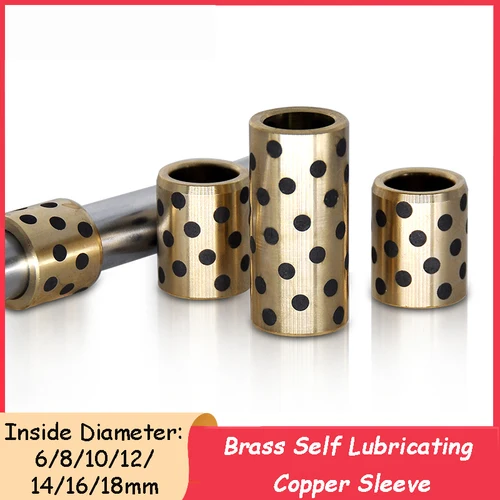 1 Uds. Manga de cobre autolubricante de latón, casquillo sin aceite, rodamiento de casquillo de latón, diámetro interior 6/8/10/12/14/16/18mm