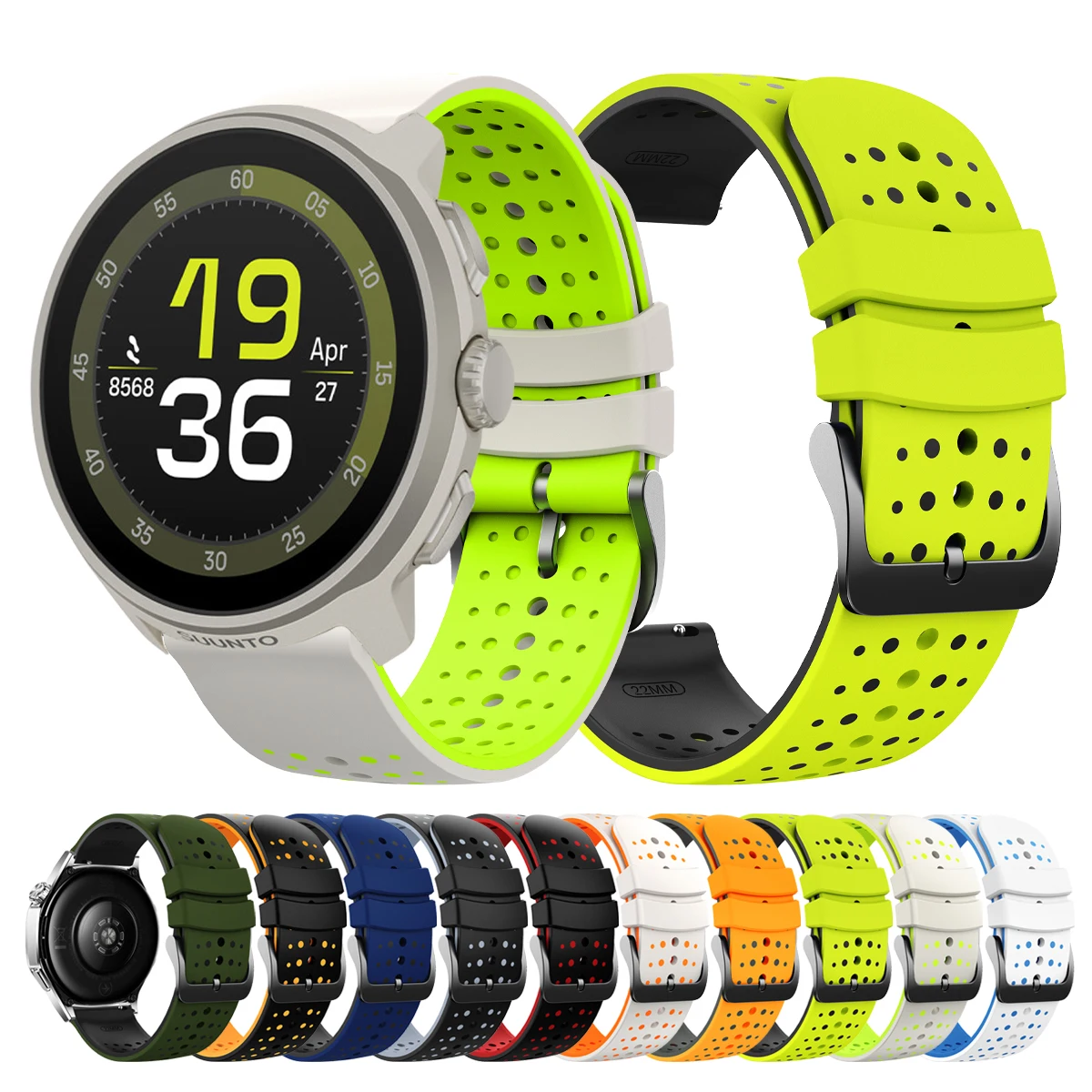 Image of 22 mm Silikonarmband für SUUNTO RACE 2/S, verstellbares Uhrenarmband für SUUNTO OCEAN/5 9 PEAK PRO/VERTICAL/Run, weiches Armband