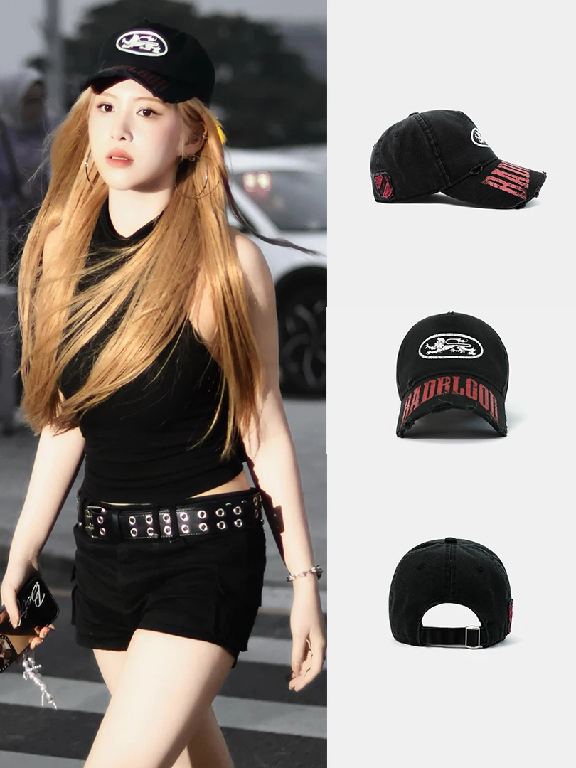 Black American Retro Baseball Cap Sport Travel Sunshade Hat Cotton Flat Brim Cap Unisex Youth Summer Street Style Cap
