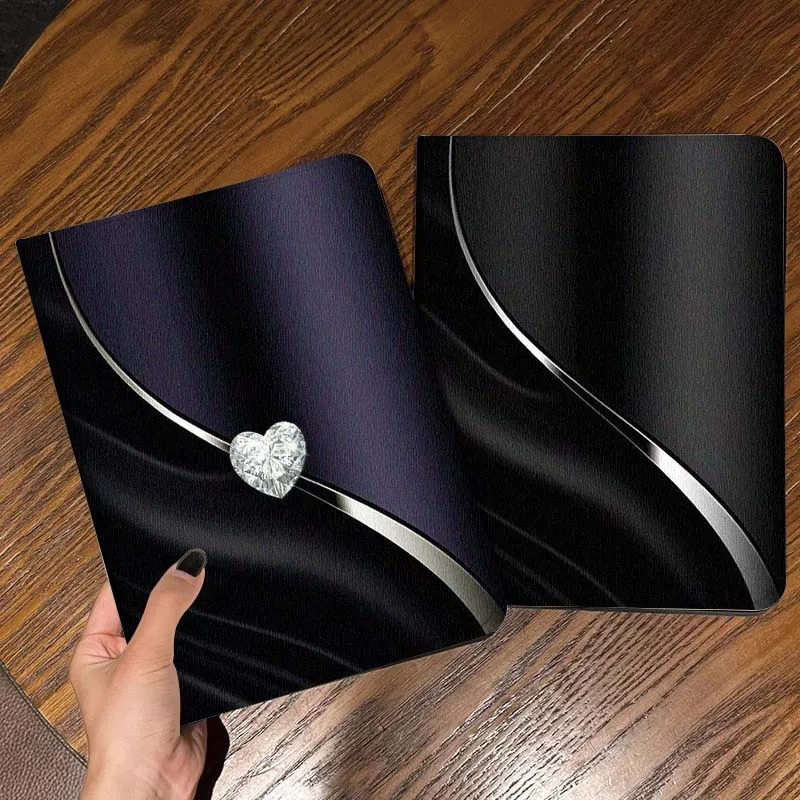 

Carbon Fiber Love Heart Luxury Gift For iPad Pro Air Mini 2 3 4 5 6 7 6th 7th 10th 11th 10.2 9.7 10.5 11 Foldable Tablet Case