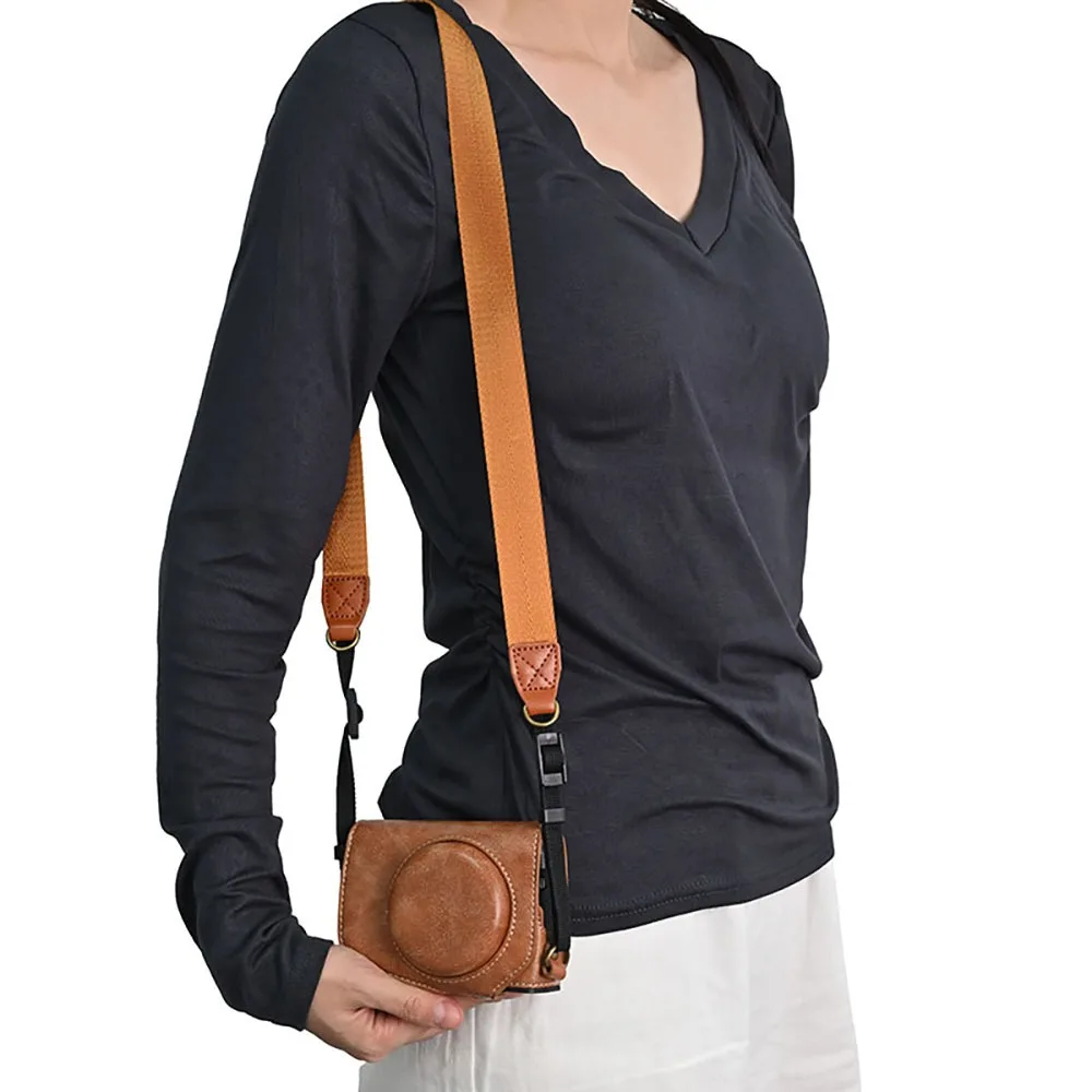 حقيبة كاميرا ريترو بو الجلود غطاء واقٍ مزخرف لهاتف آيفون نصف الجسم غلاف لكانون Powershot G7 X G7X Mark III 3 G7XIII G7X3 SX740 SX740hs