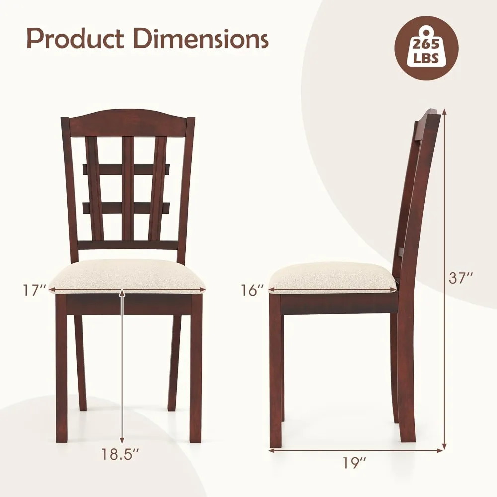 طقم كراسي طعام خشبية مكون من 4 قطع، كراسي جانبية للمطبخ في المزرعة مع مقعد مبطن ومسند ظهر مريح، وكراسي طعام منجدة #3