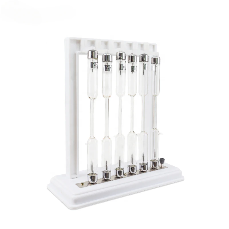 Tube avec support et baguette, gaz néon, hydrogène, azote