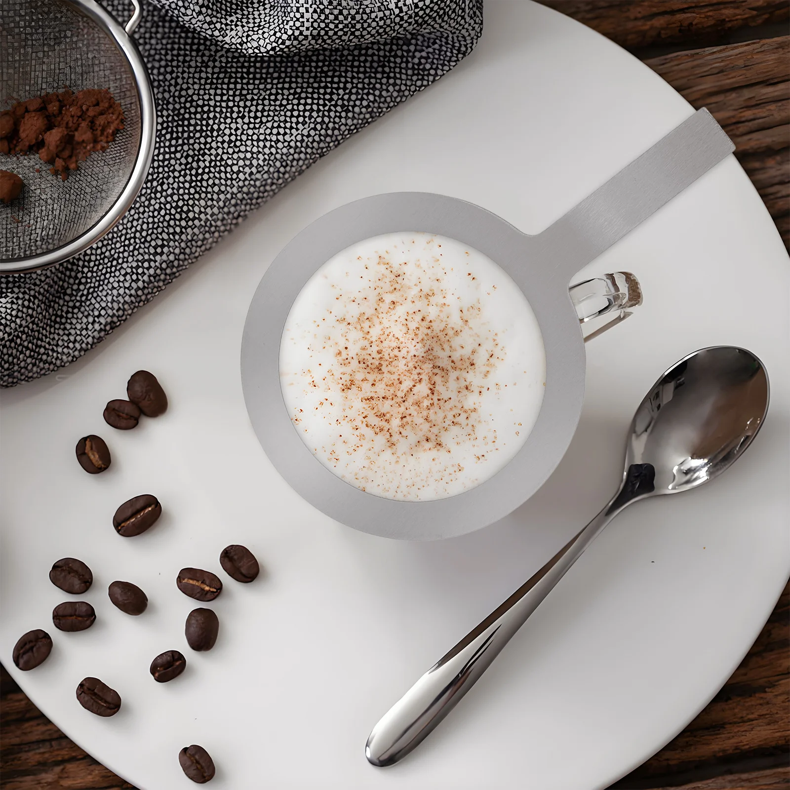 2 قطعة الفولاذ المقاوم للصدأ كوب تحميص خواتم مقاومة للحرارة كوب محمول حافة يغطي لصنع الحليب الشاي القهوة اكسسوارات المطبخ