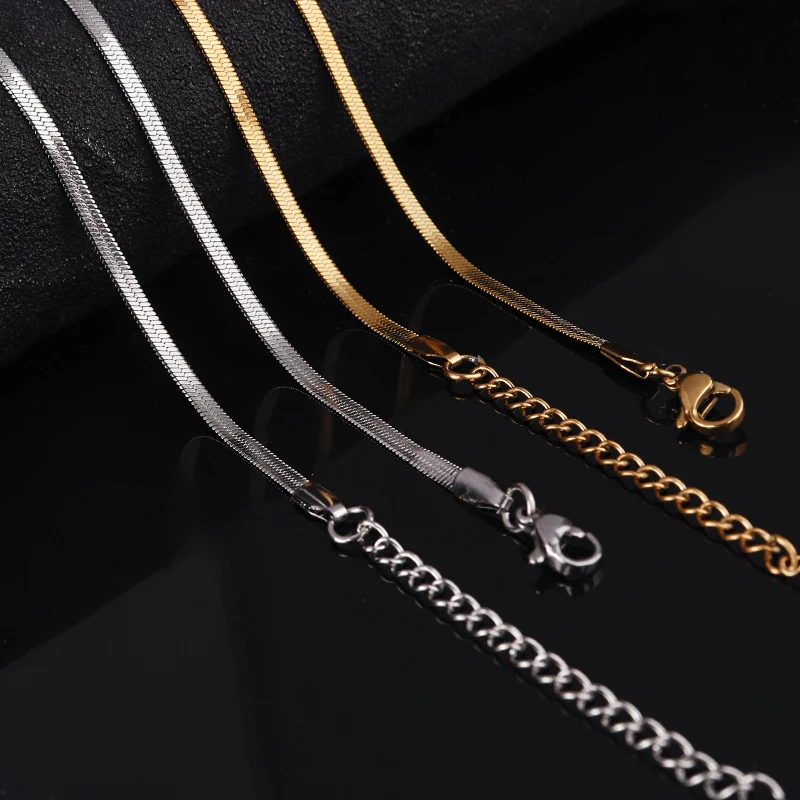 

Stainless Steel Snake Chain 40/45cm Gold Color Unisex Flat Twist Snake Link Chains for DIY Necklace Jewelry Gifts