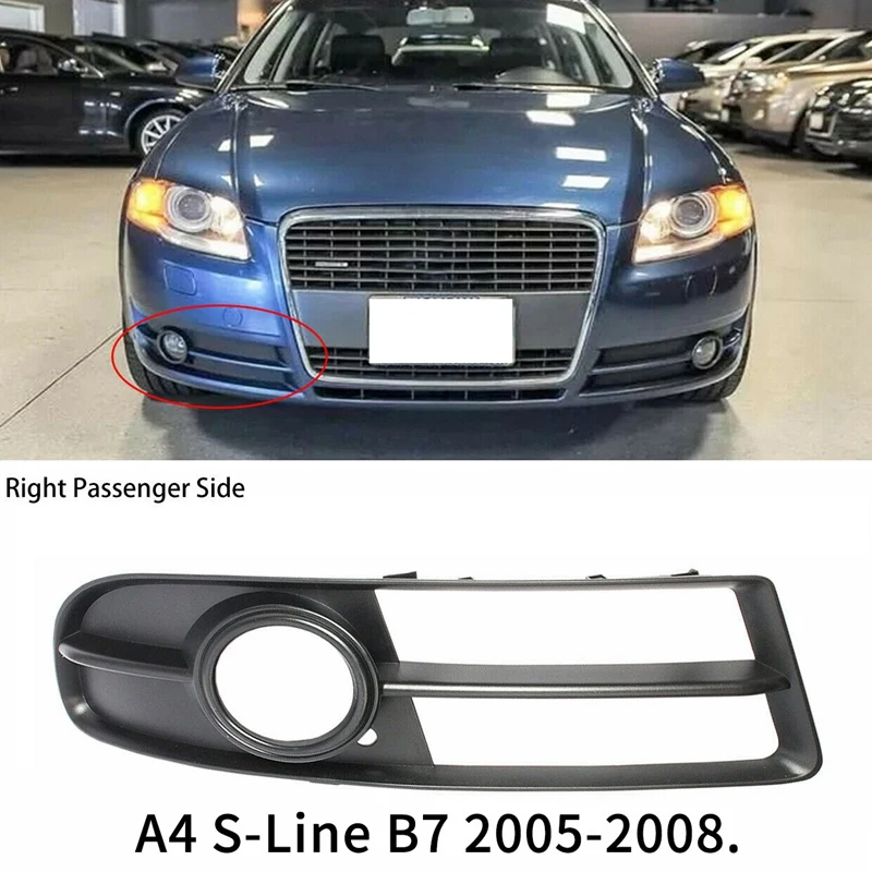 Right Front Bumper Lower Grill Cover Fog Light Grille For-AUDI A4 S-Line B7 2005-2008