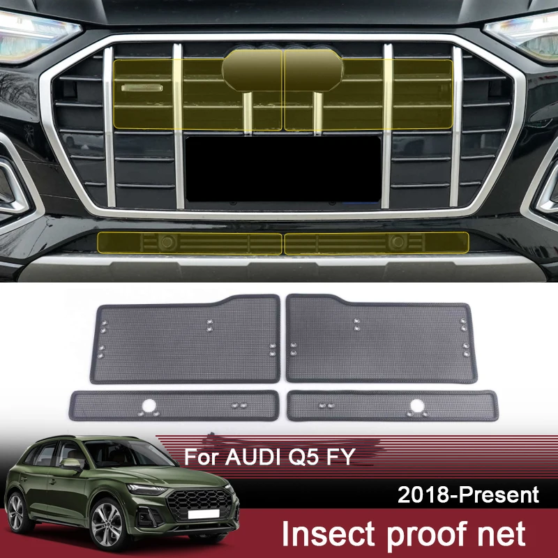 Car Insect Proof Net For AUDI Q5 FY Sportback 2018-2025 Water Tank Cover Racing Grid Protective Net Condenser External Accessory