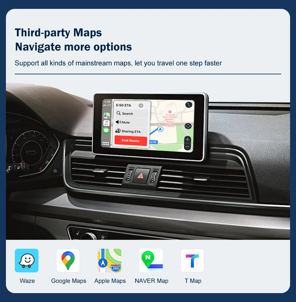 Road Top Wireless Carplay für Audi A3 B9 A4 A5 Q5 2013-2017, mit Android Auto Interface Airplay Spiegel Link Auto Play Funktionen – Detail 12