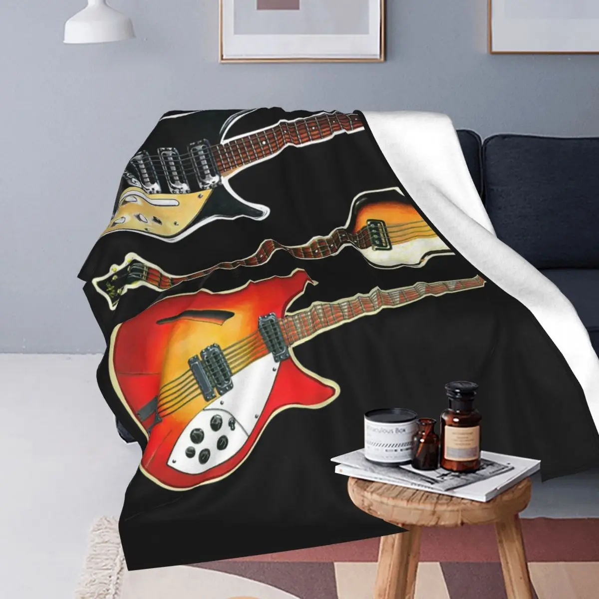 Rickenbacker Guitars And Hofner Bass Blanket Soft Warm Flannel Throw Blanket Bedspread for Bed Living room Travel Home Sofa