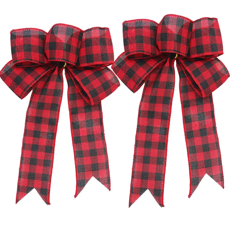 (2 Pieces/bag) 24cm Christmas Tree Wreath Pendant New Year Celebration Bow Small Gift DIY Gift Box Decoration