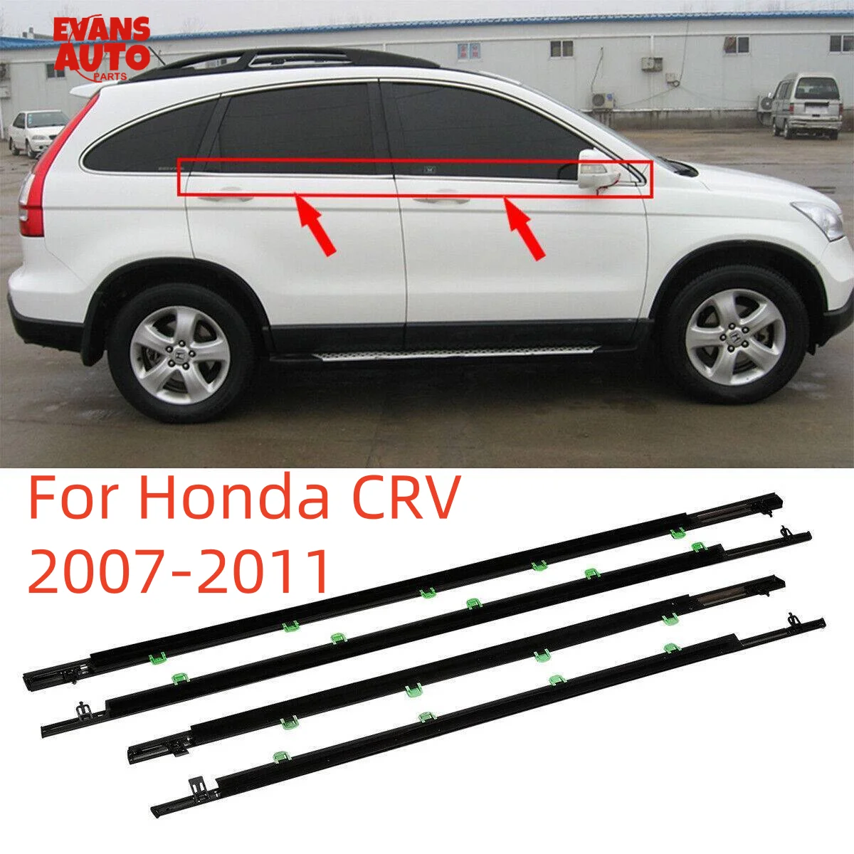 4Pcs Outdoor Car Window Weatherstrip Black For Honda CRV 2007-2011 72450-SWA-A01 72410-SWA-A01 72950-SWA-A01 72910-SWA-A01