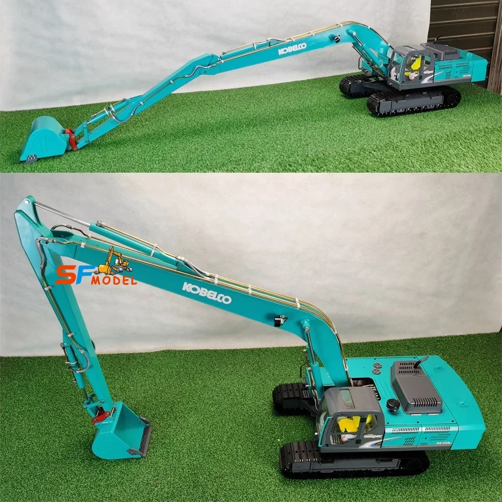 1/12 RC Hydraulic Excavator Metal Model Extended Arm Hydraulic Excavator with Light RTR Model Boy Remote Control Car Toy