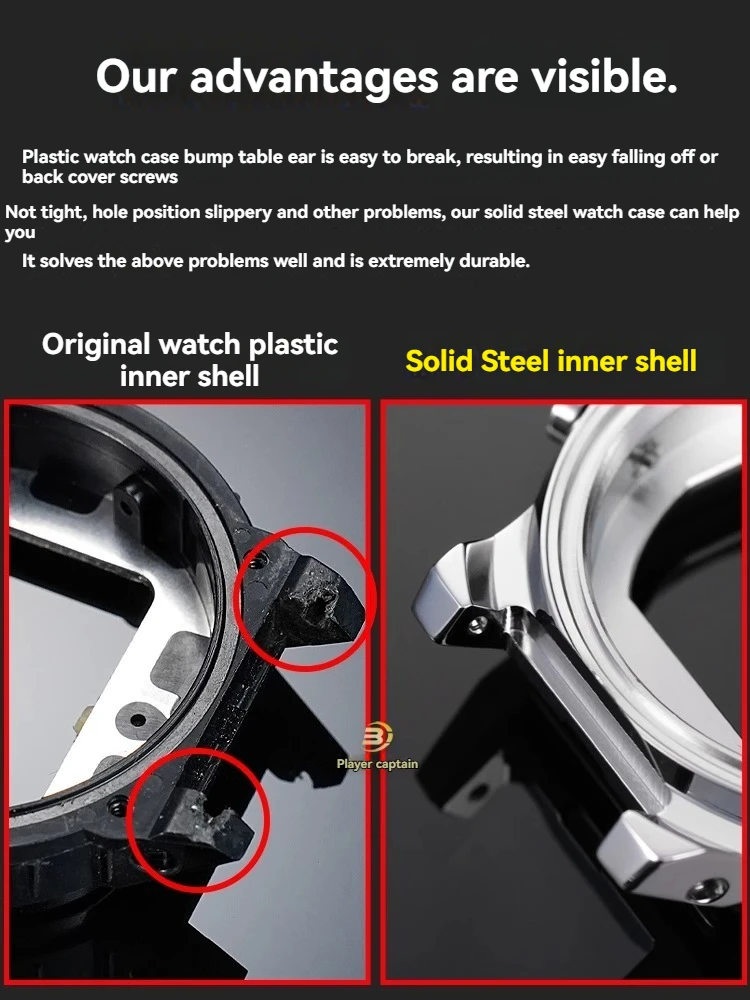 DW-5600 Mod Kit For Casio dw5600 Metal Inner shell+back coverScrew Waterproof Ring Men Stainless Steel Inner Shell Matching tool
