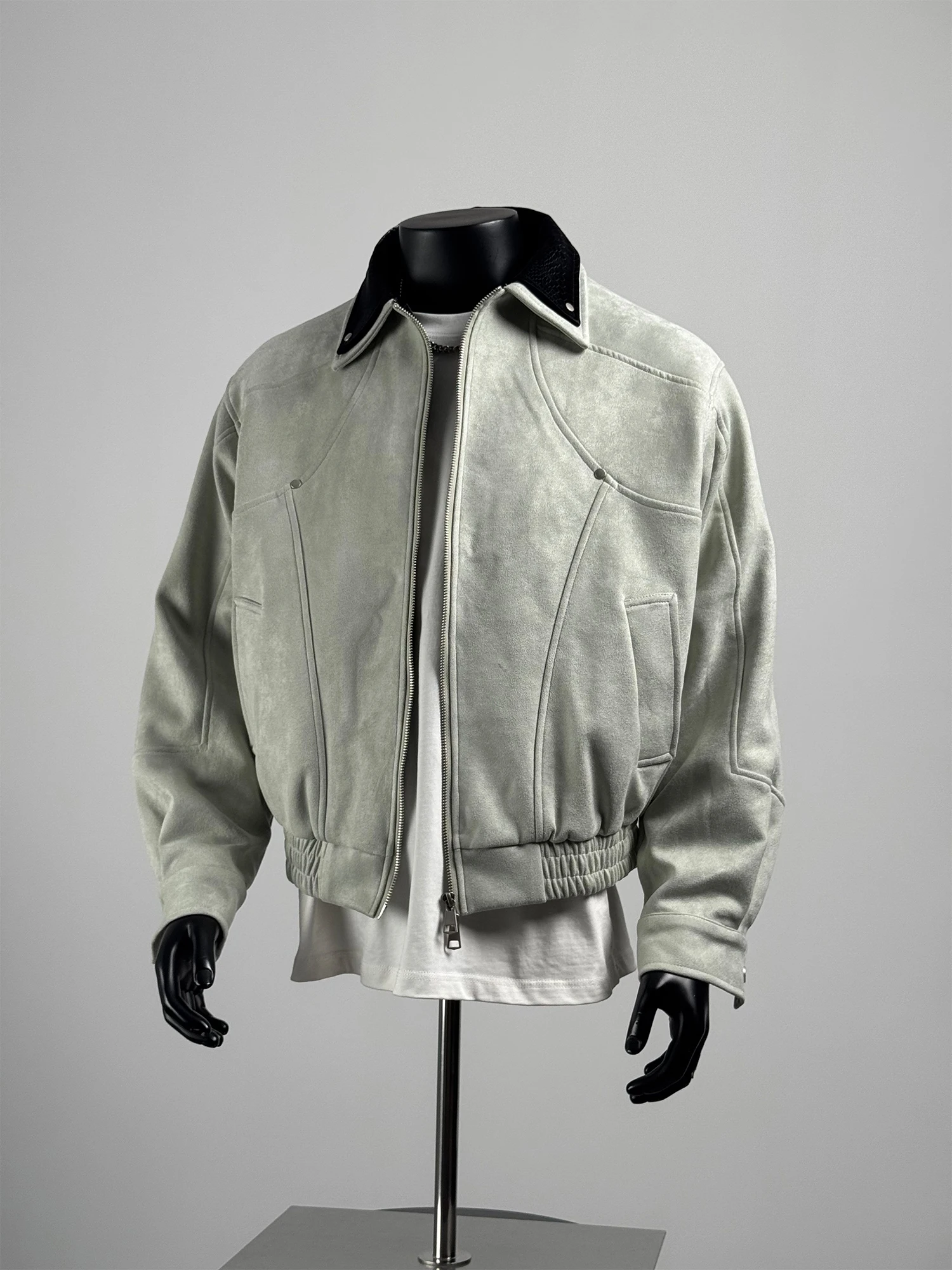 

Осень 2023, мужская повседневная куртка из искусственной кожи с воротником контрастного цвета, универсальная рабочая одежда, верхняя одежда, винтажный длинный топ све