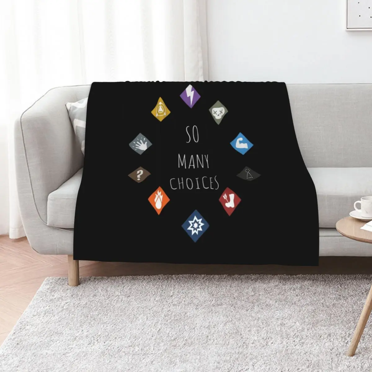 Gloomhaven So Many Choices - Board Game Inspired Graphic - Tabletop Gaming Throw Blanket Picnic Moving Shaggy Beach Blankets
