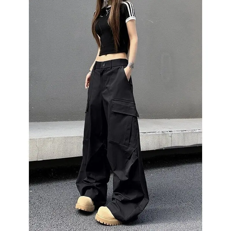 

American Sle Multi-ket Pleated Work Pants ex Neutral Casual Loose Trendy Wide Leg Versatile Casual Flared Long Pants