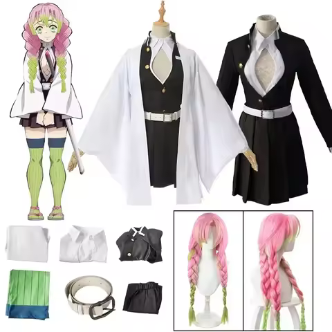 Adult Children Anime Kanroji Mitsuri Cosplay Costume Kimono Haori Dress Wig Clothes Halloween Costume for Adult Children