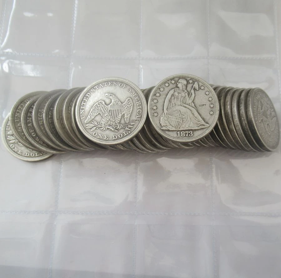 

Reproduction US 1840-1873 Seated Liberty Dollars 46pcs Silver Plated Commemorative Coins