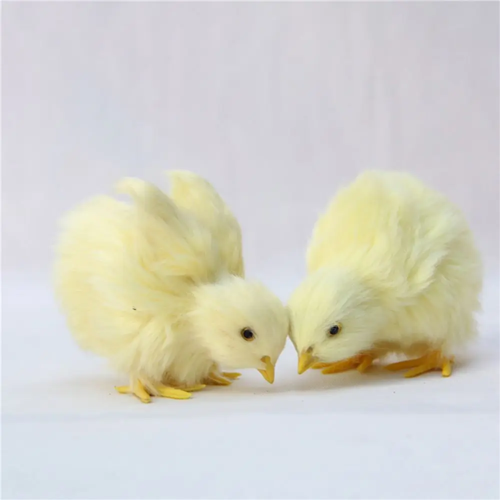 Mini Lovely Doll Home Decoration Simulation Furry Chicken Easter Plush Chick Lifelike Bird Kids Toy