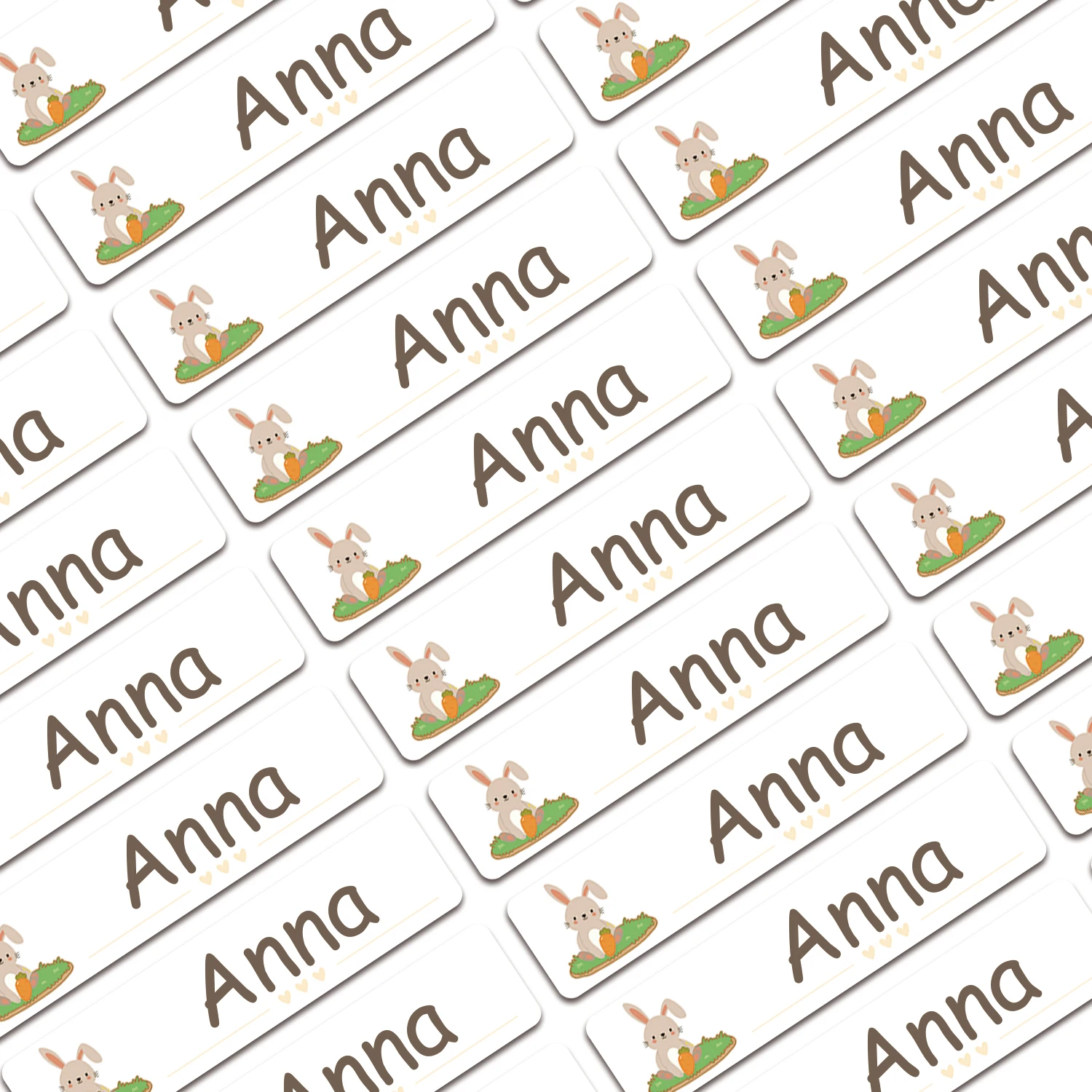 

80/160/240 шт. персонализированные наклейки с именем, водонепроницаемые этикетки на заказ, наклейка на бирку для детей, учителей, родителей, школьного детского сада-кролика