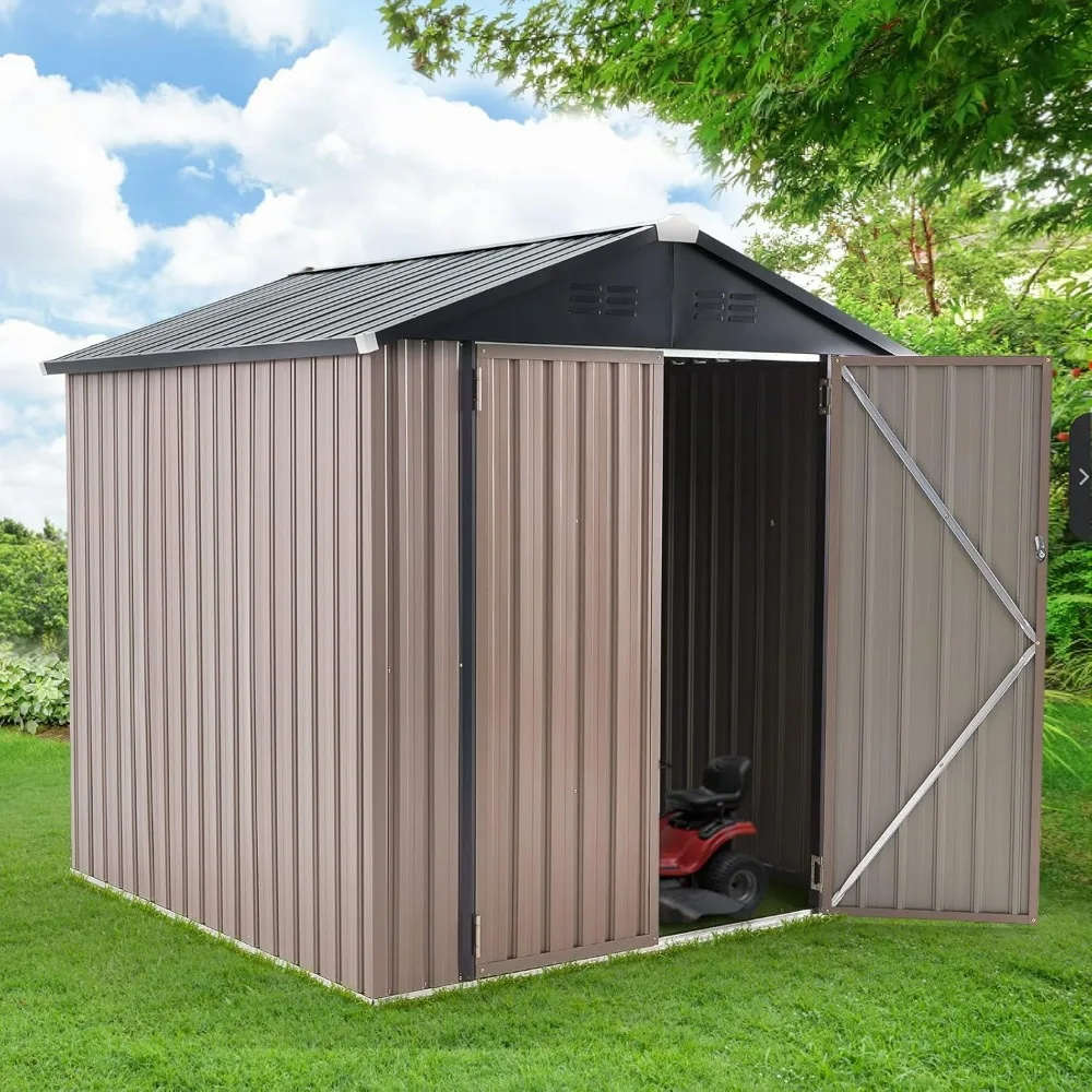 

6x6 Sheds Storage Sheds & Outdoor Storage, Small Outdoor Storages Garden Shed Outside Shed kit, Galvanized Metal Utility Sheds