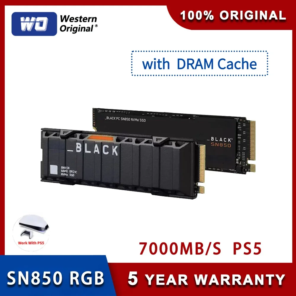 Western Original Black SN850 RGB 500G Built-in solid state drive M2 2280 PCIe4.0 gaming NVMe 1T SSD Gen4 compatible For PS5 2T