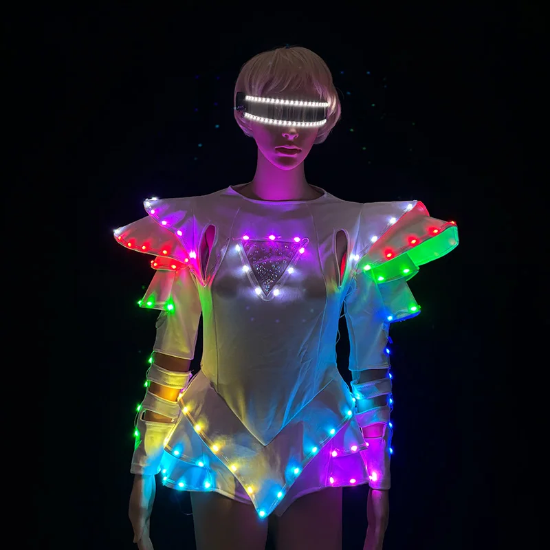 LED Glowing Skirt Clothing Light Up Dance Clothes DJ Concert Luminous Ballet Tutu Party Stage Performence Dresses Props Costume