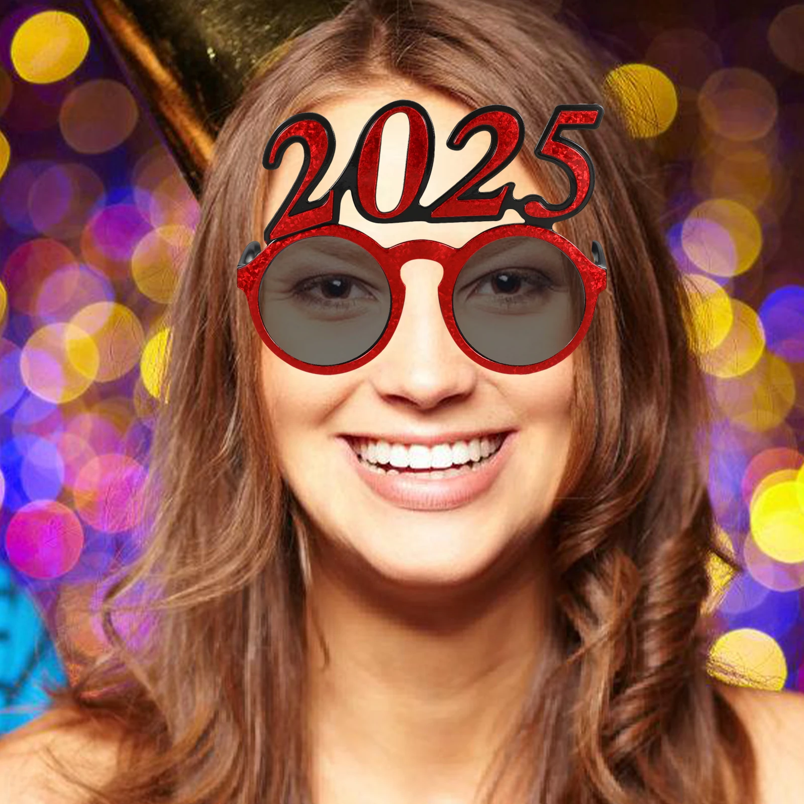

2025 Round Digital Glasses New Year Party Supplies Photo Props Plastic Sunglasses Eyewear Funny Modeling