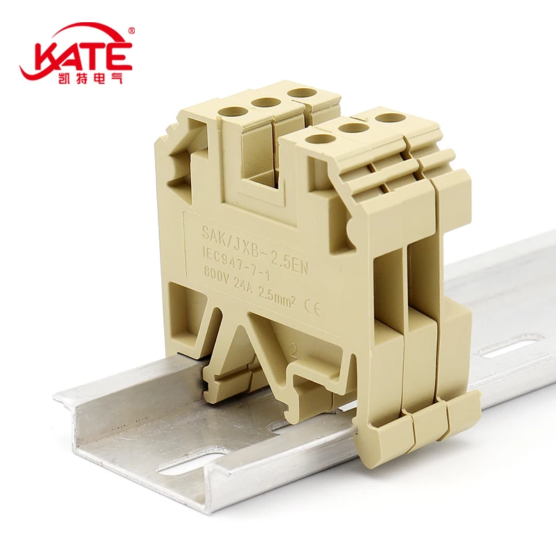 100PCS/PACK SAK/JXB 2.5EN Terminal Block Cable Connector Electrical Connector Screw Connection DIN Rail Terminal Block