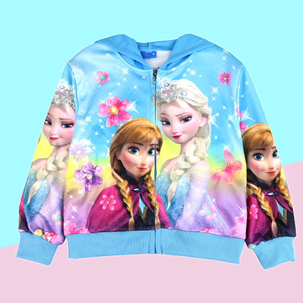 3-8Years New Spring Autumn Frozen Anna Elsa Princess Children costume girl Coats Jacket girls Hooded Coat Kids Outwear Clothing