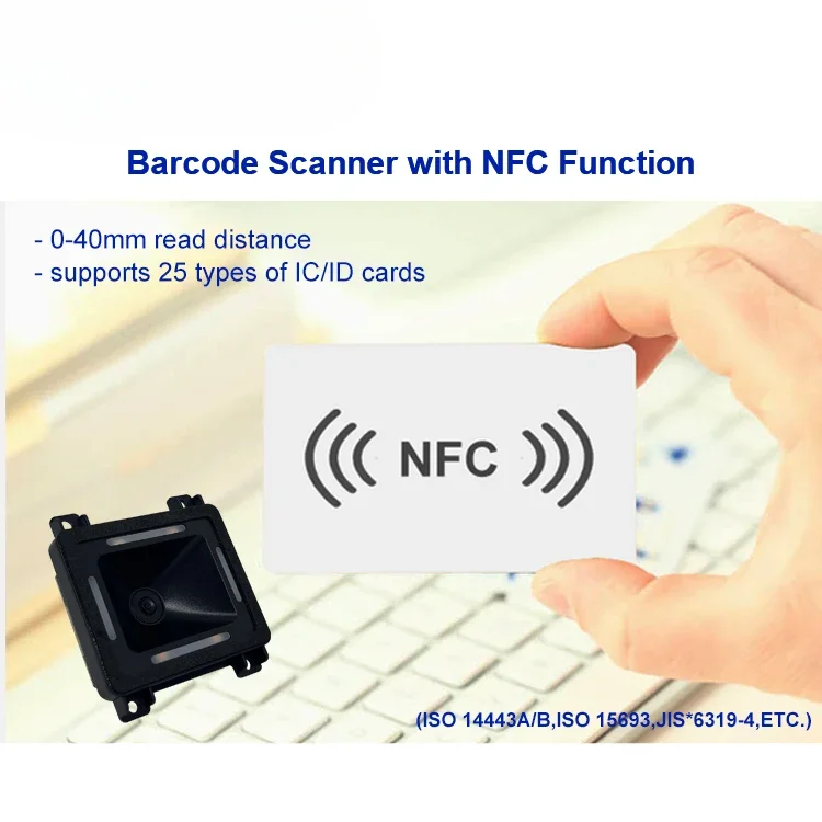 for High Speed Embedded NFC 1D 2D barcode reader 13.56Mhz Barcode Scanner Module For Turntile Access Control