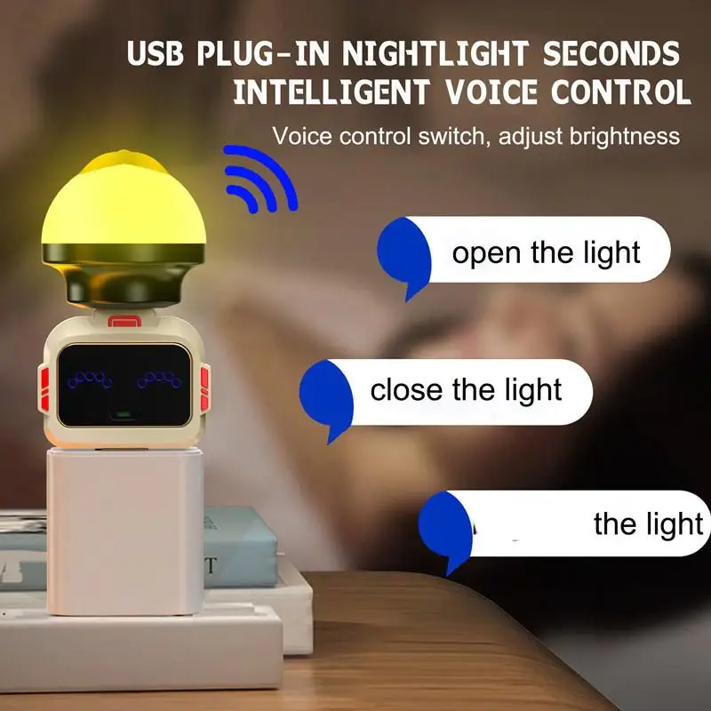 Voice Control Smart USB Socket Converter Lamp Protection Lights Switch Expansion Docking Station -English Voice Control Socket image 4
