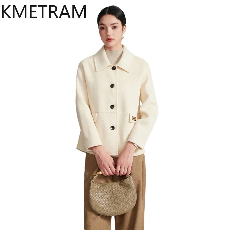 KMETRAM 100% Real Wool Jacket Women Luxury Short Coats Ladies 2024 Autumn Winter New in Outerwears Fashion Womans Clothing 코트