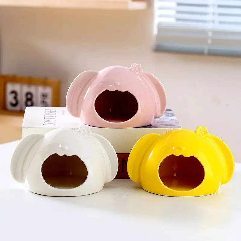 Ceramic Rabbit Hamster House Summer Heatstroke Cooling Igloo Golden Bear Escape House Sleeping Room Small Pet Landscaping Room