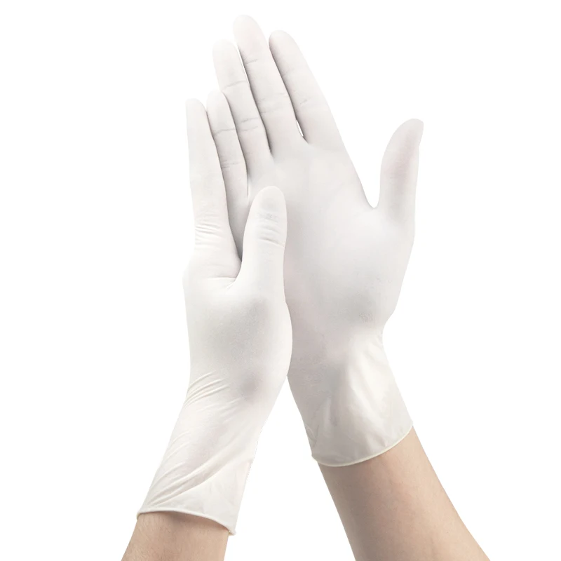 Multi-Purpose White Latex Disposable Gloves Ambidextrous Non-slip Wate rproof Examine Gloves 100pcs