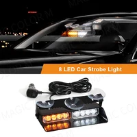 Luz estroboscópica LED para coche, lámpara de advertencia de Flash de emergencia, barra de parabrisas, 8 cuentas, rojo, azul, ámbar, blanco, montaje de luz automática impermeable