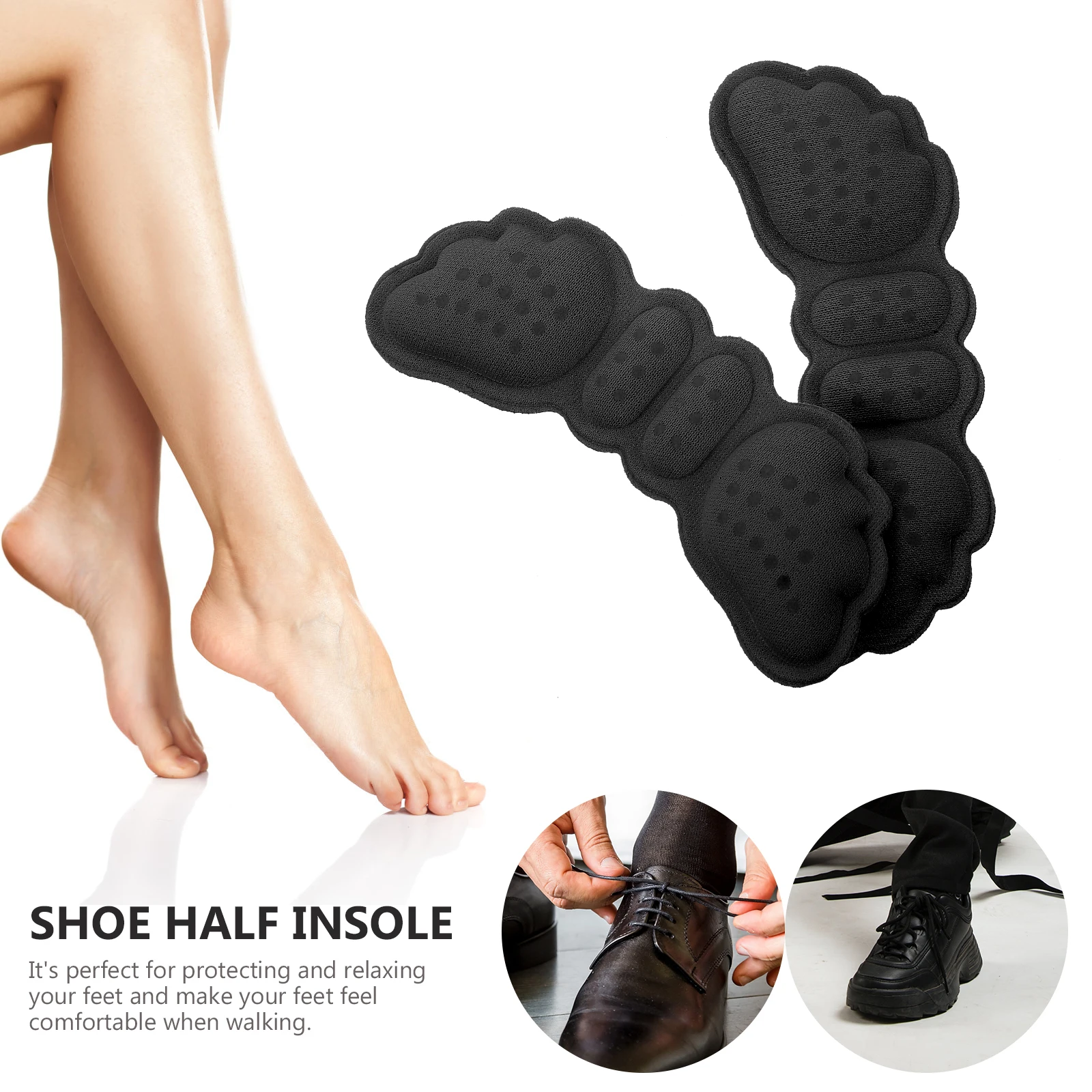 

5 Pairs Anti slip Heel Pads Soft Sponge Foot Stickers Wear resistant Shoes Accessory for High Heels Casual Work Shoes