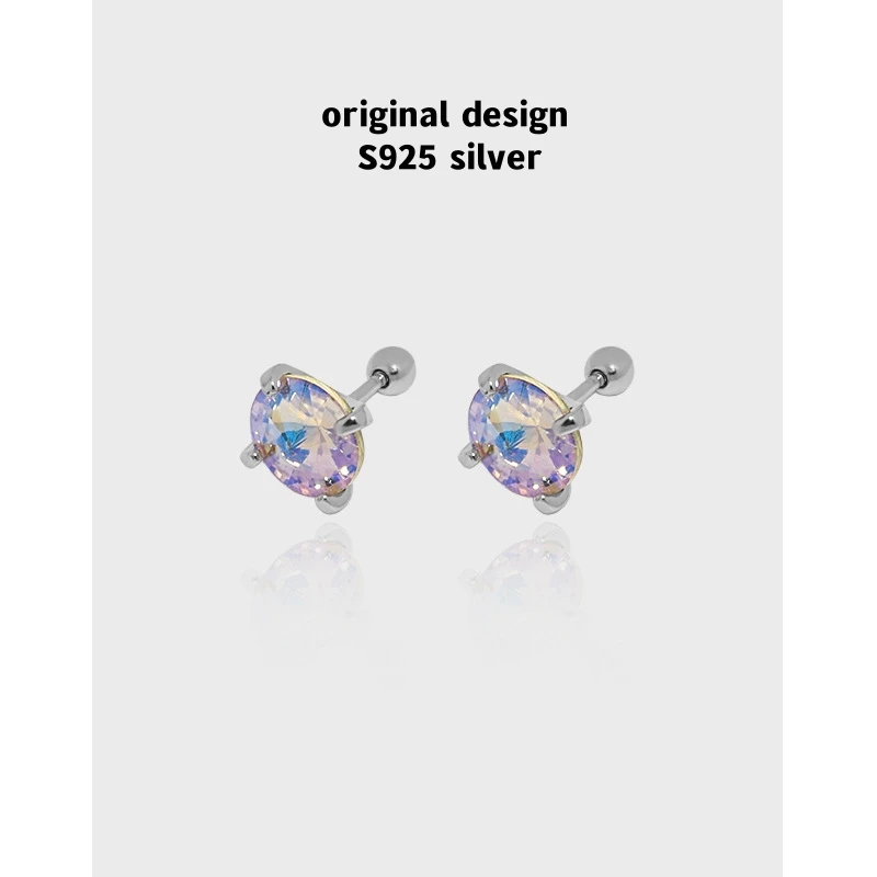 

Hot selling 925 sterling silver four-prong inlaid colorful zircon women's earrings fashion high jewelry