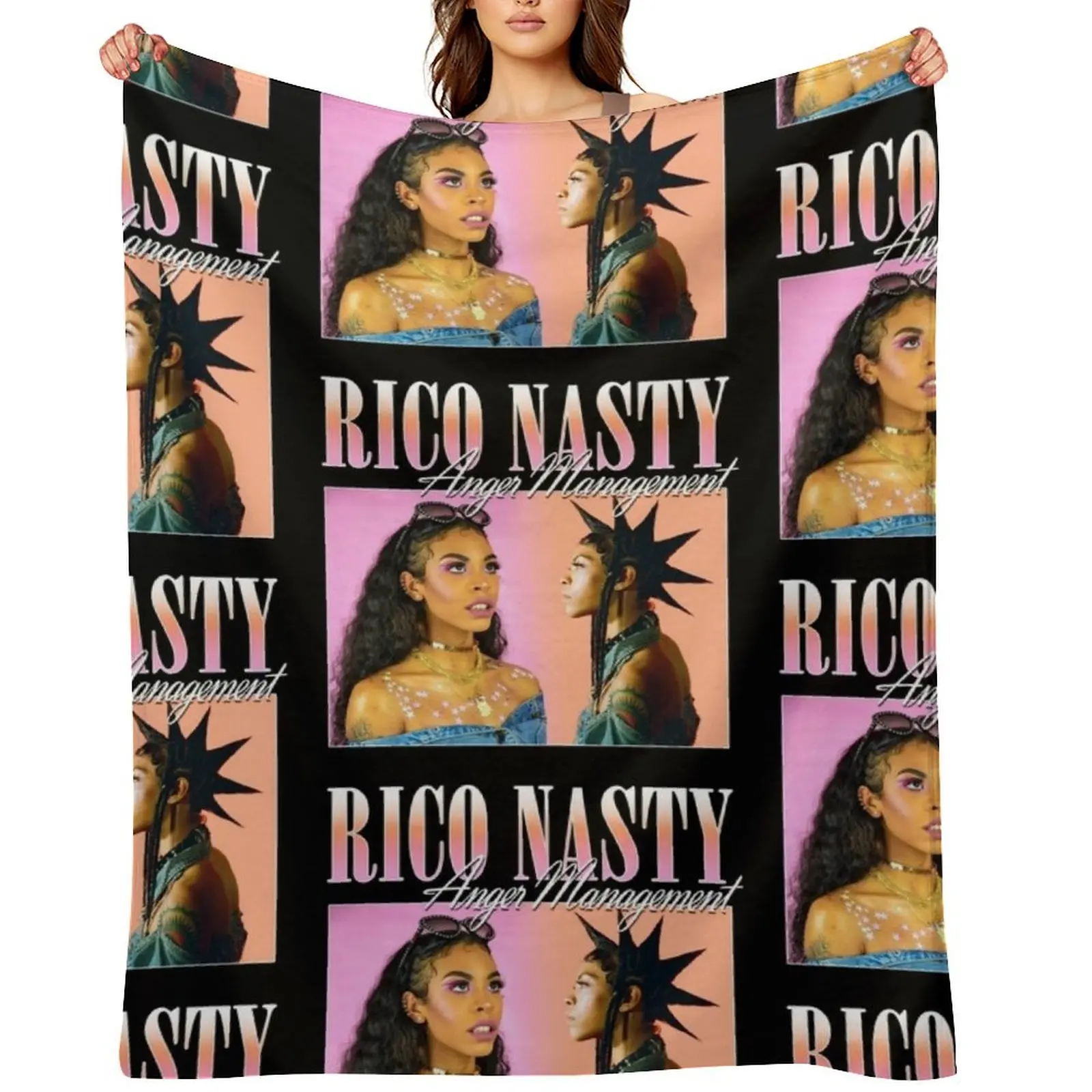 

RICO NASTY 90'S RETRO STYLE TEE Throw Blanket Sofa Quilt Softest Stuffeds Cute Plaid Blankets