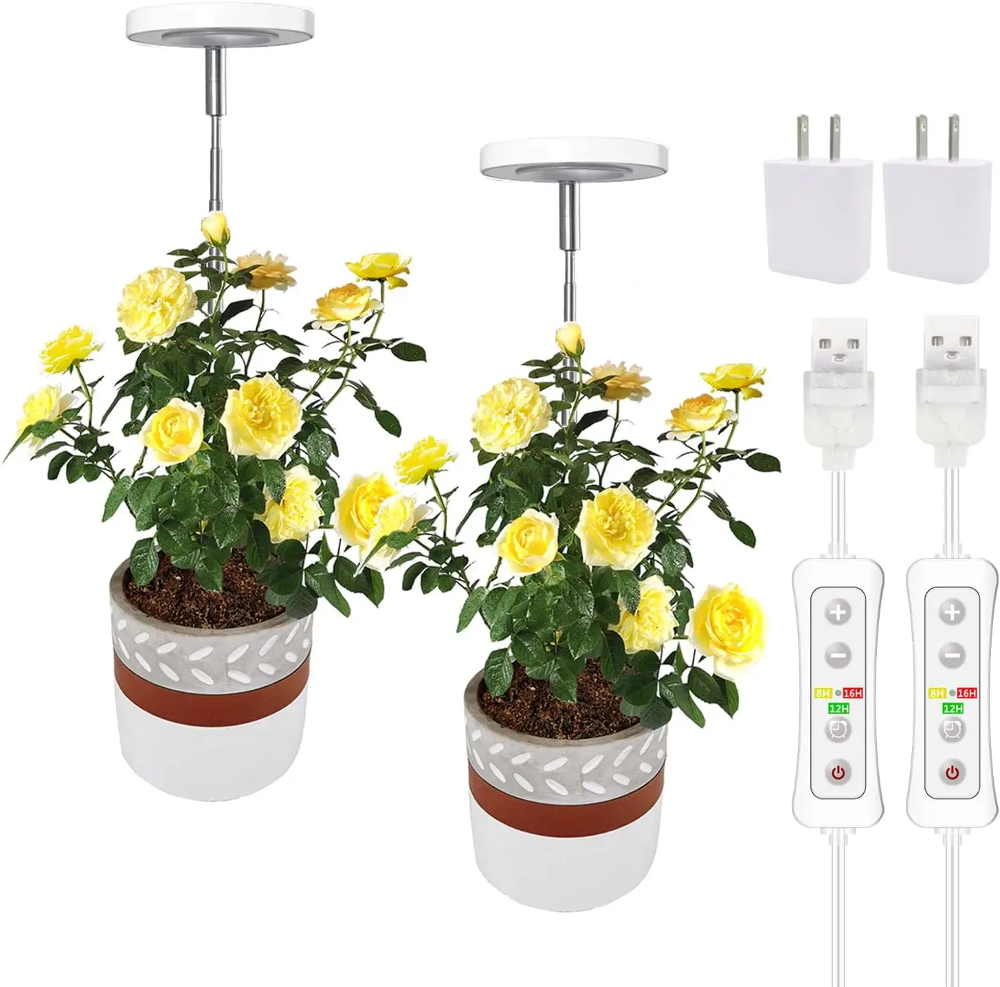 

Full Spectrum LED Grow Light for Indoor Plants, Adjustable Height, Auto Timer, 5V Safe