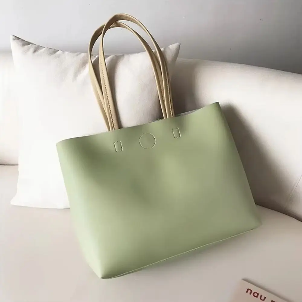 

Elegant Minimalist Design Underarm Tote Bag Solid Color Pu Leather Sweet Shoulder Bag Korean Style Zipper Luxury Handbag Female