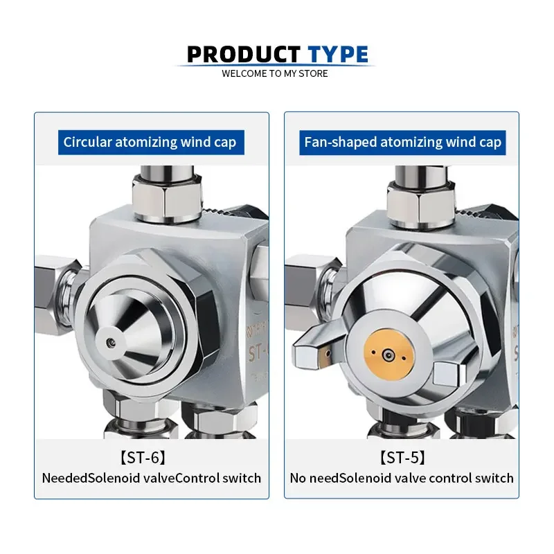 ST-5 ST-6 Series 0.5-2.0mm Stainless Steel Automatic Air Spray Gun Industrial Auto Paint Coating Spraying Gun