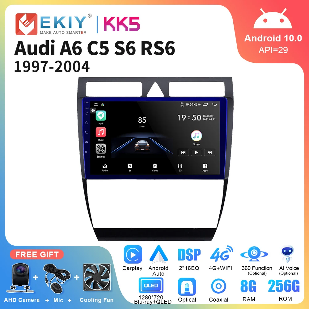 

EKIY KK5 Android Car Radio For Audi A6 C5 1997 - 2004 S6 2 1999 - 2004 RS6 1 2002 - 2006 DSP Multimedia Video Player 4G Car Play