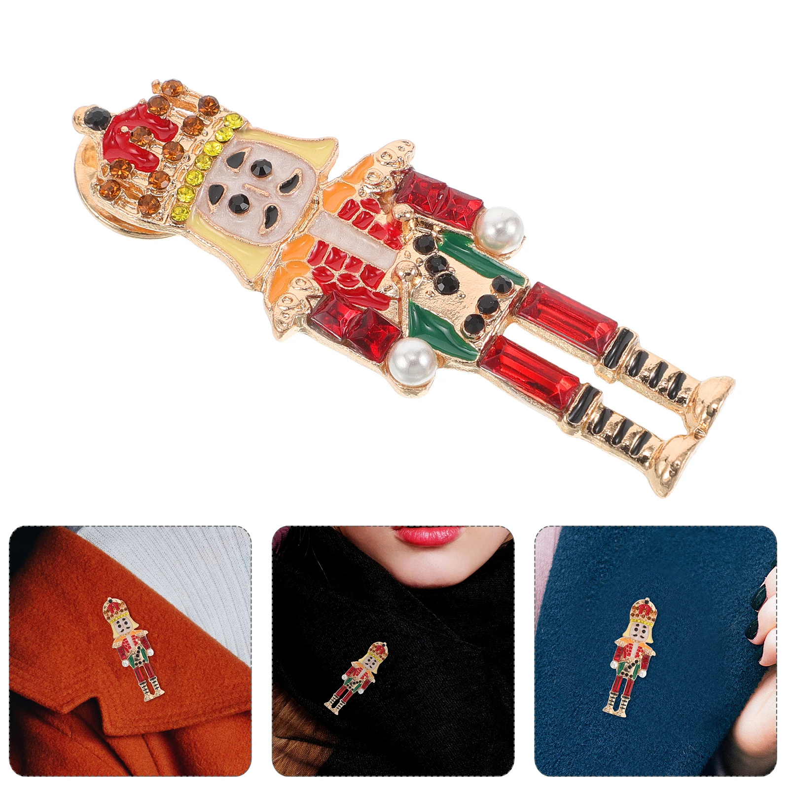 

Nutcracker Brooch Creative Fashion Alloy Jewelry for Women Cute Design Rhinestones Accessory Clothes Brooch Pin Hats Scarf Clip